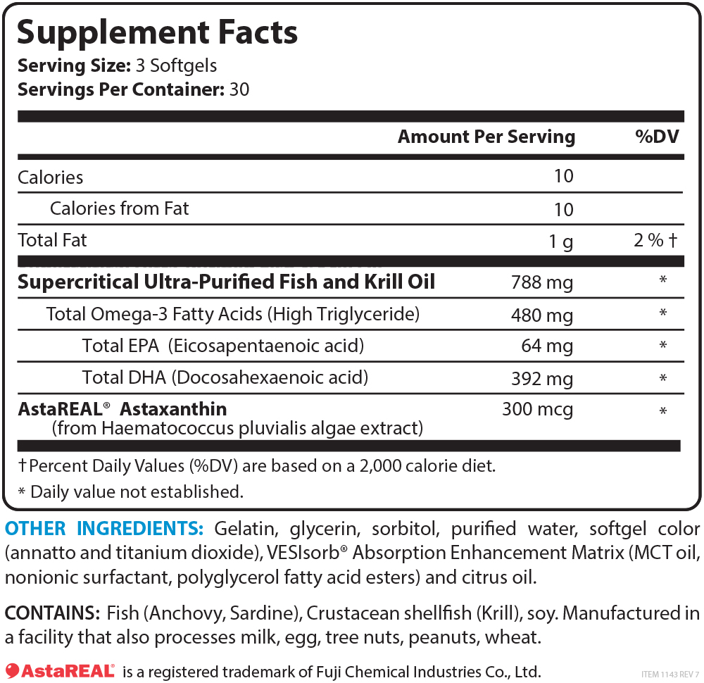 Omega Krill Supplement Facts